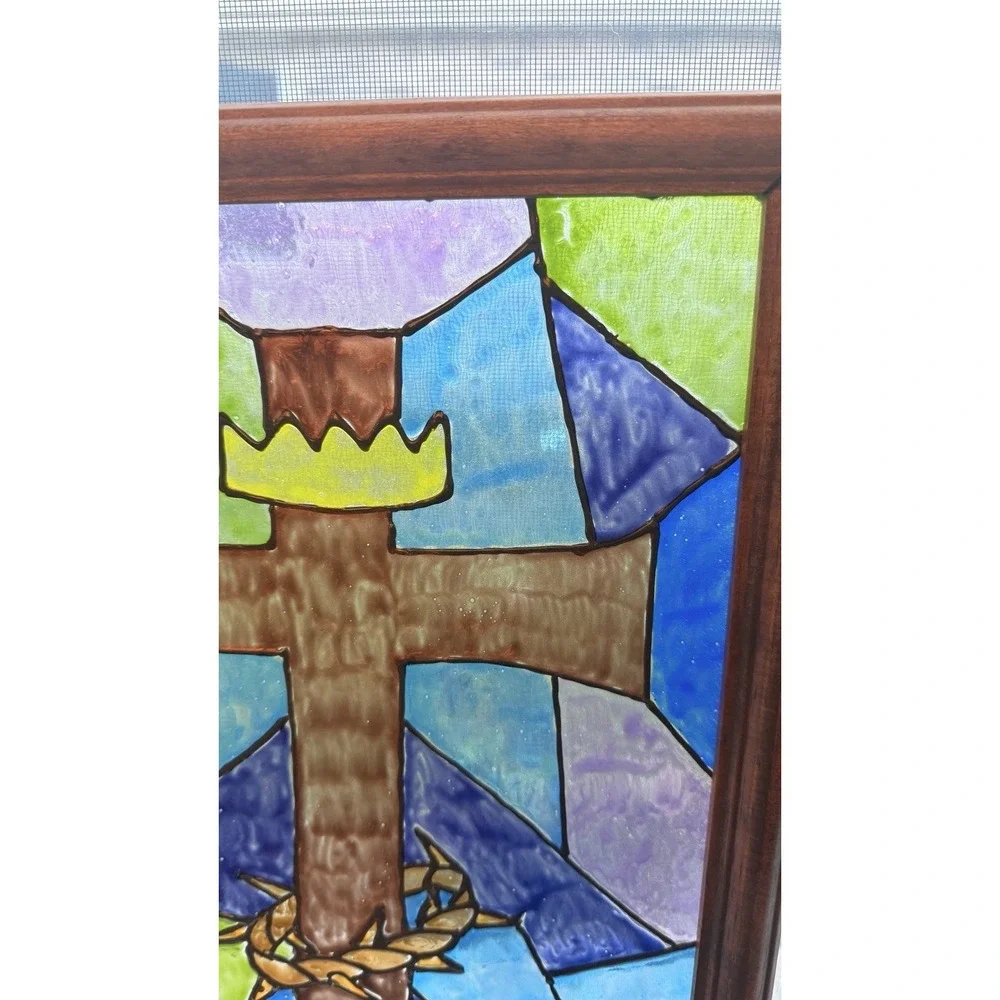 Faux Stained Glass Cross Wall Art‎ Isaiah 62:3 Christian Decor 19